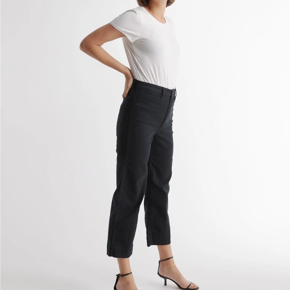 Quince organic stretch cotton twill wide leg high rise crop pants woman size 29 - Picture 4 of 15